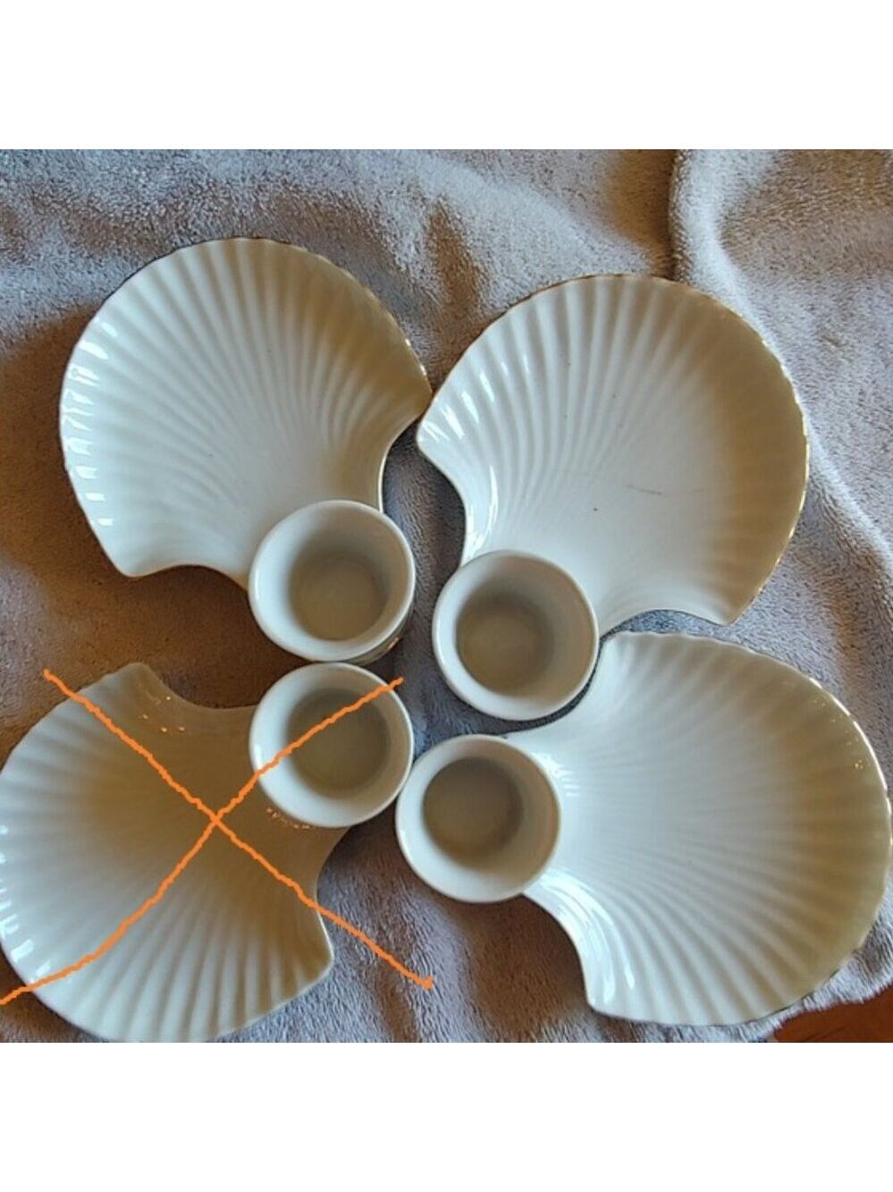 3 Shell Shaped Plates Dipping Appetizer Serving